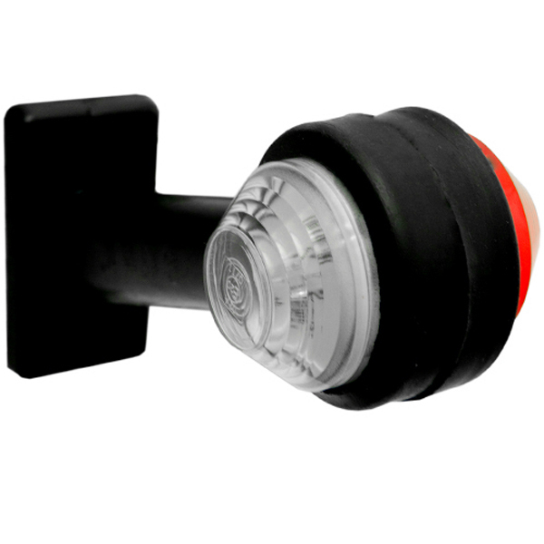 2x LED Begrenzungsleuchte Umrissleuchte Anhänger LKW 180 mm 45° rot weiß Gummiarm