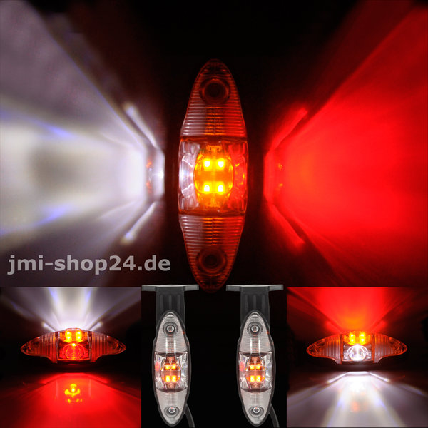 2x LED Begrenzungsleuchte rot gelb weiß Umrissleuchte Seitenleuchte mit Winkelhalter