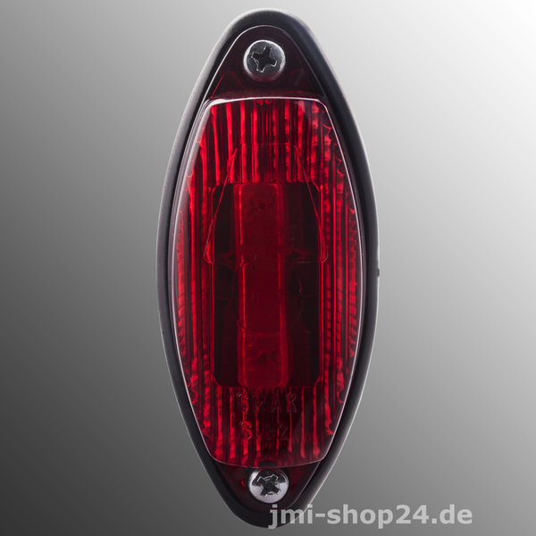 LED Umrissleuchte rot Positionsleuchte oval mit 2 LED`s und Gummisockel 1 Watt