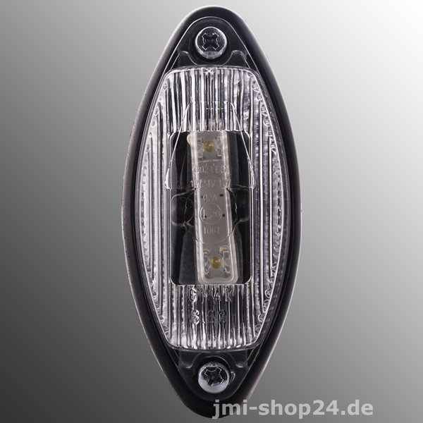 LED Umrissleuchte Positionsleuchte oval mit 2 LED`s weiß und Gummisockel 1 Watt