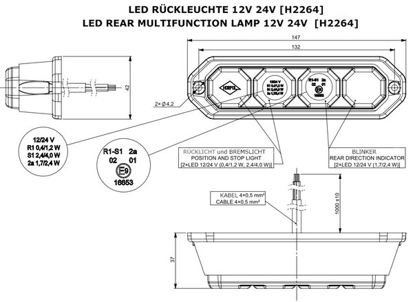 LED Rückleuchte Anhänger 12V 24V Schlusslicht Bremslicht Blinker PKW Rücklicht