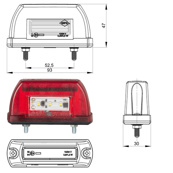 1x LED Kennzeichenleuchte Anhänger  Kennzeichenbeleuchtung 5 LED LKW PKW 12V 24V